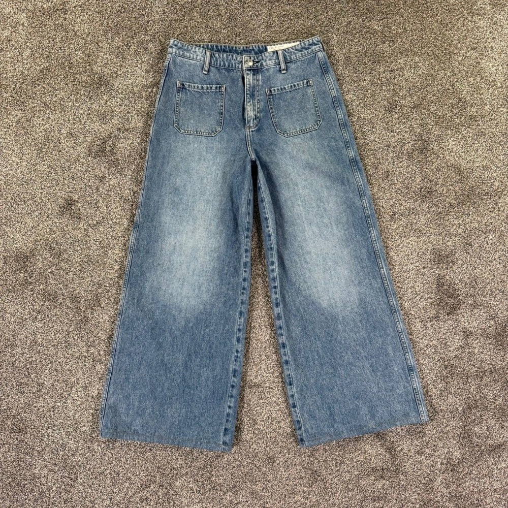 Rag & Bone Liliana Wide Leg Jeans Womens 28 Medium Wash Patch Pockets Casual